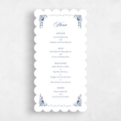 Blue Scalloped Wedding Menu - Pontus