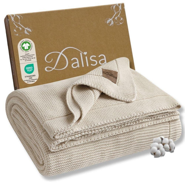 Dalisa 100% Organic Turkish Cotton Throw Blanket - GOTS Certified, Cozy - Perfect for Couch, Bed, and Home Decor - Boho Vintage Knit Alina (Stone, 60x80)