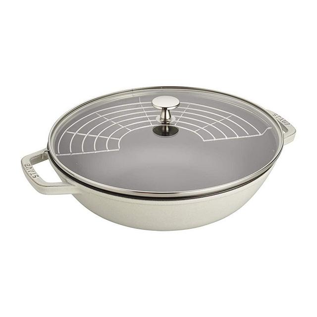 STAUB Cast Iron Perfect Pan, 4.5-qt, White Truffle