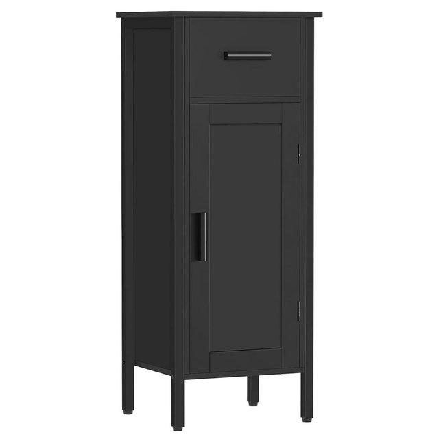 usikey Storage Cabinet with Adjustable Shelf, Small Cabinet with 1 Door and 1 Drawer, Nightstand, for Living Room, Office, Black
