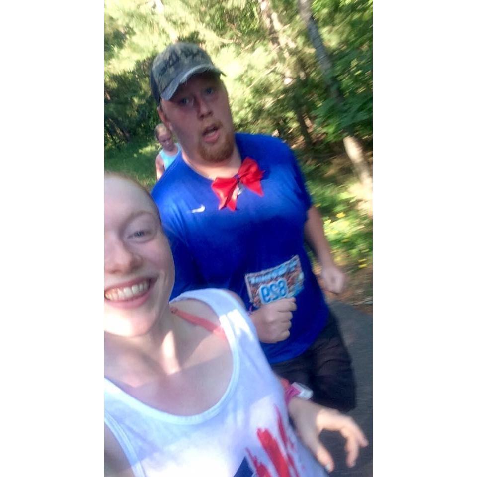 Our first 5K, one of us is having more fun than the other