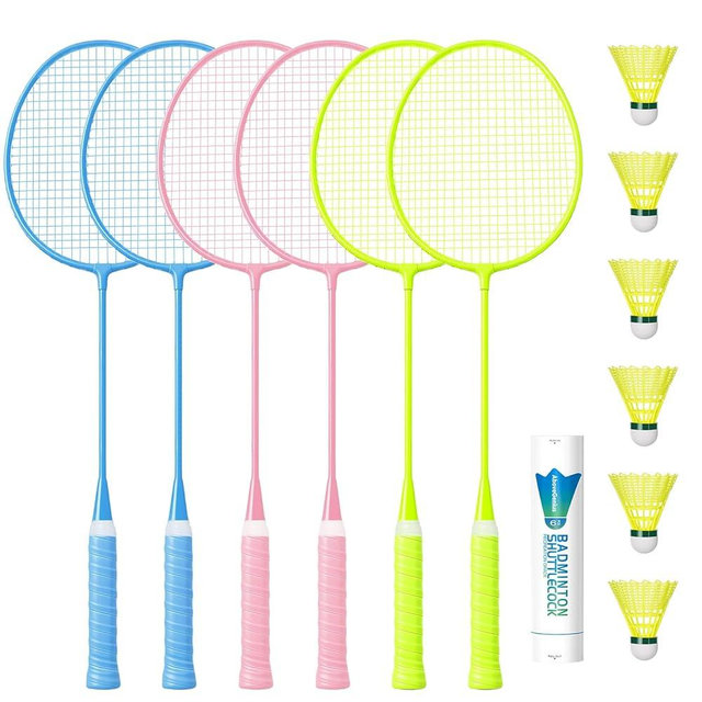 AboveGenius Badminton Rackets Set, Lightweight Badminton Set Includ 4/6 PCS Rackets, 6 Birdies, Outdoor Backyard Games, Racquets for Adults, Teens, Family Beginner