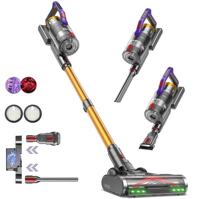 KIPMAX Cordless Vacuum Cleaner, 50KPa 550W Stick Vacuum for Home, 70Mins Anti-Tangled Vacuum Cleaner for Pet Hair/Carpet/Floor, Self-Standing Vacuum with Rechargeable Battery, LED Display&Aromatherapy