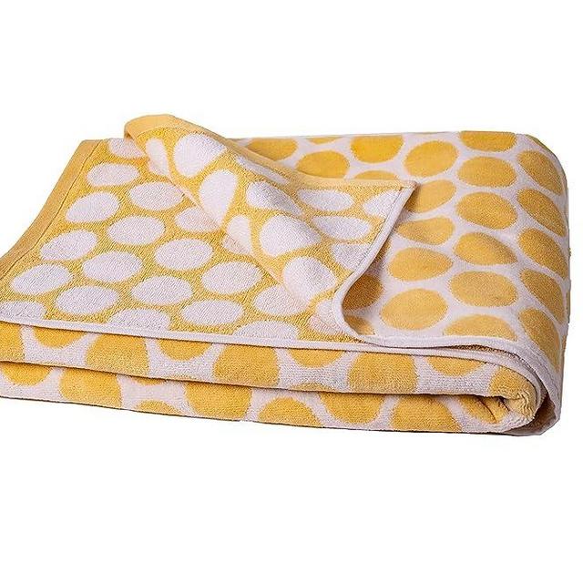 Bennett and Shea 100% Cotton Oversized Beach Towel, Extra Large 40 x 70, Luxurious and Extra Soft Towel Set, Plush Beach or Pool Towel, Sun Yellow Daytona Dots