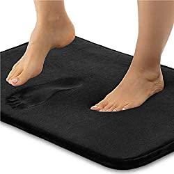 Gorilla Grip Thick Memory Foam Bath Rug, Soft Absorbent Velvet Floor Mats, 30x20 Bathroom Mat, Machine Washable, Quick Dry Rugs, Cushioned Luxury Plush Comfortable Carpet for Bath Room Shower, Black