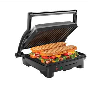 Chefman - 3-in-1 Panini Press & Grill, 4-Slice Non-Stick, Opens Flat - Stainless Steel