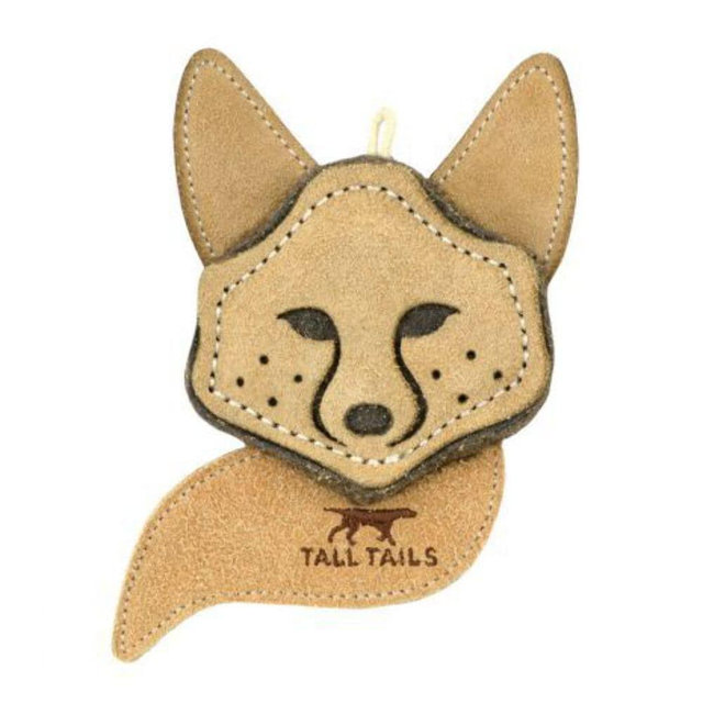 Tall Tails 88216666 Scrappy Critter Leather Fox Dog Toy - 4 in.