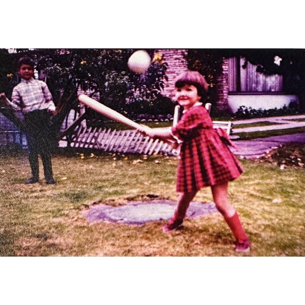 Art, Sharon's dad, taught the young lady stellar batting form!