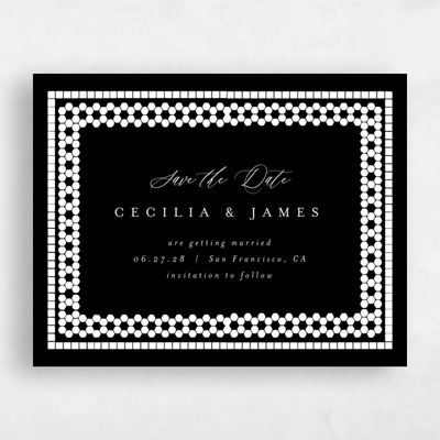 Black Pattern 2 Wedding Save the Date - Clover Landscape