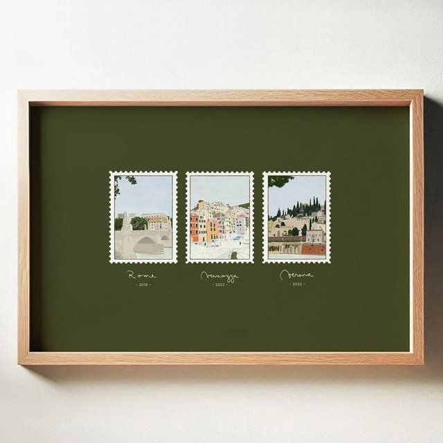 Personalised Favourite Place Sketch Travel Couples Gift Idea Italy Print Gift Best Friend Custom Travel Memories Art Personalized Stamp