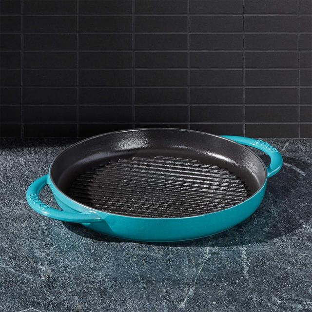 Staub ® Turquoise Double-Handled 10" Round Pure Grill
