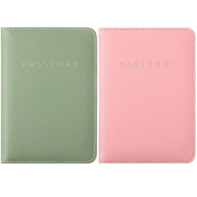 Frienda 2 Pieces Bridal Passport Covers Holder Waterproof Leather Holder Covers Travel Wallet Passport Case for Women and Men