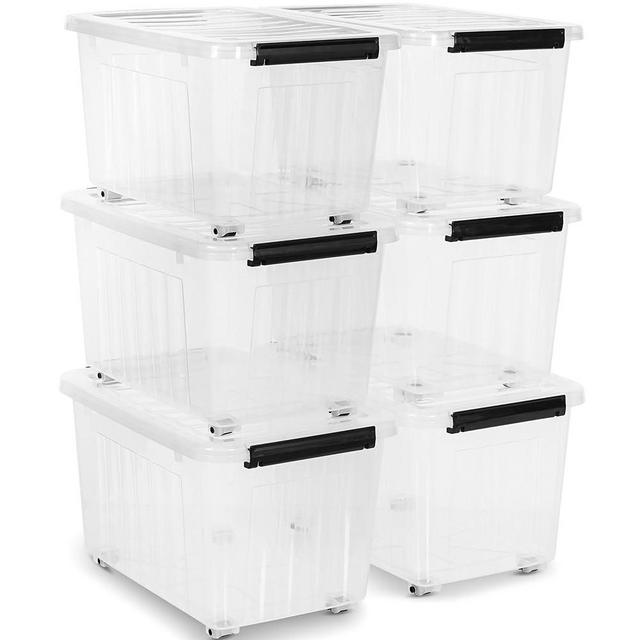 Citylife 54 QT Clear Plastic Storage Bins with Lids Stackable and Nestable Storage Boxes with Lids Large Plastic Storage Containers for Garage, Closet, Kitchen, 6 Packs
