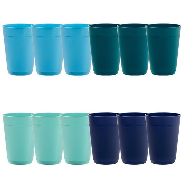 US Acrylic Newport 10 ounce Unbreakable Plastic Stackable Juice Tumblers in Coastal Colors | Set of 12 Drinking Cups | Reusable, BPA-free, Made in the USA, Top-rack Dishwasher and Microwave Safe