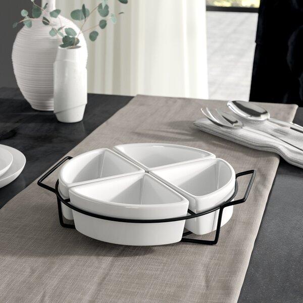McCook Dining 4 Piece Condiment Server Set with Metal Rack