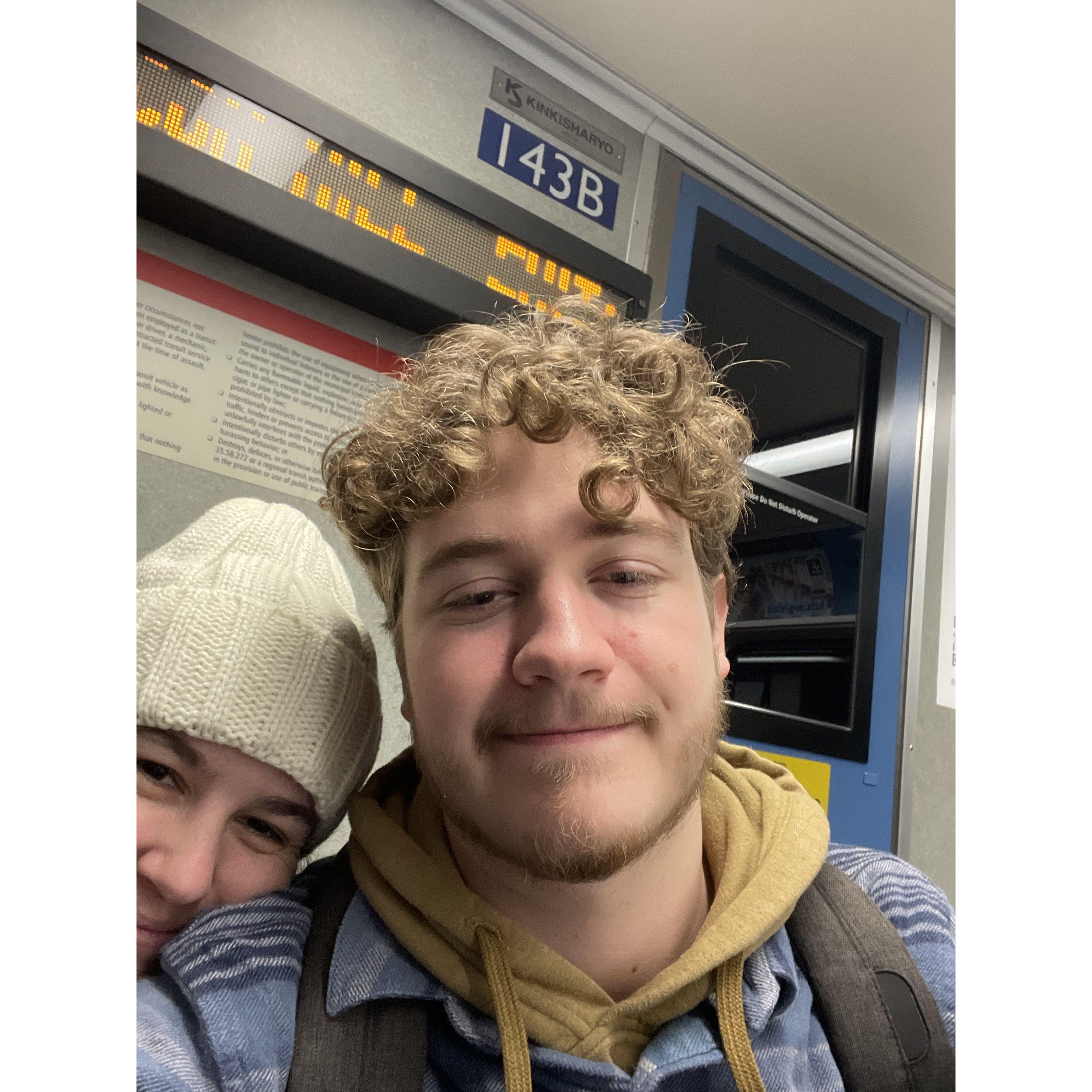 En route to Chicago for Rita's first real cold weather experience.