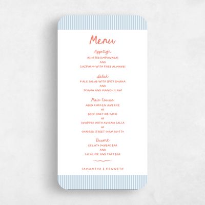 Blue Rounded Wedding Menu - Sole