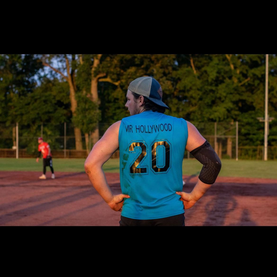 We played softball for our church. Our names were Mr. and Mrs. Hollywood. We got that name when we were late to our first game. We were the numbers 20 & 26 for the year we were going to get married.