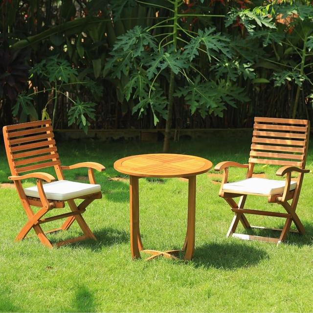 Idzo Patio Bistro Armchairs Set of 2 for Outdoor with Escanor Bistro End Table for Dinning Set