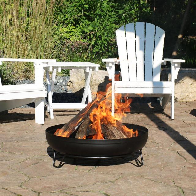 Sunnydaze Black Steel Outdoor Wood-Burning Fire Pit Bowl with Stand, 23-Inch