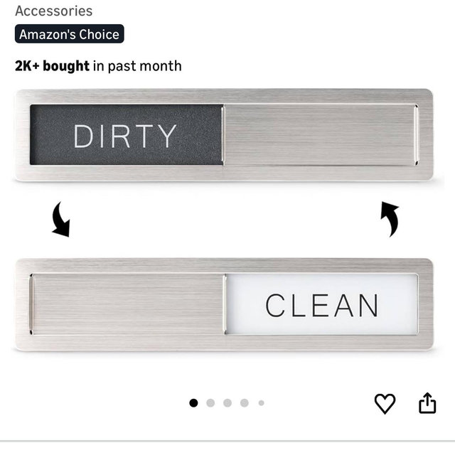 KitchenTour Dishwasher Magnet Clean Dirty Sign, Premium Stainless Steel Clean Dirty Magnet for Dishwasher Funny, Strong Magnet Non-Scratch Dishwasher Sign Kitchen Decor and Accessories