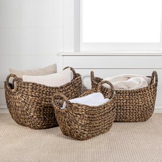 Nellie Farmhouse 3-Piece Storage Boat Basket with Handle