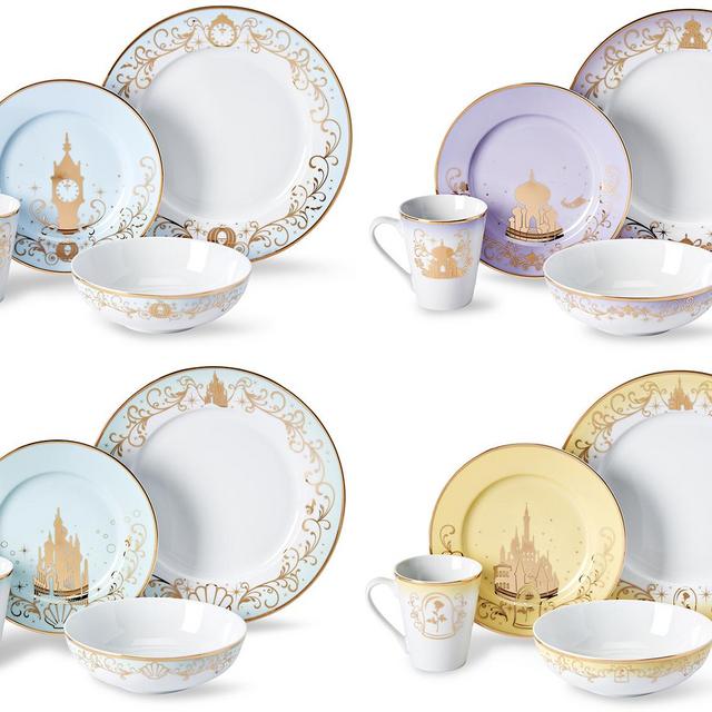 Disney Themed 16 Piece Ceramic Dinnerware Set Collection 1 | Plates | Bowls | Mugs
