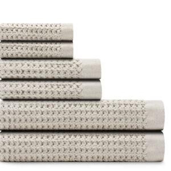 Oatmeal Supima® Waffle 6pc Bath Towel Bundle | Onsen®