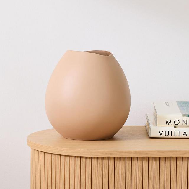 Organic Ceramic Vases, Round Vase, Light Sienna, Ceramic