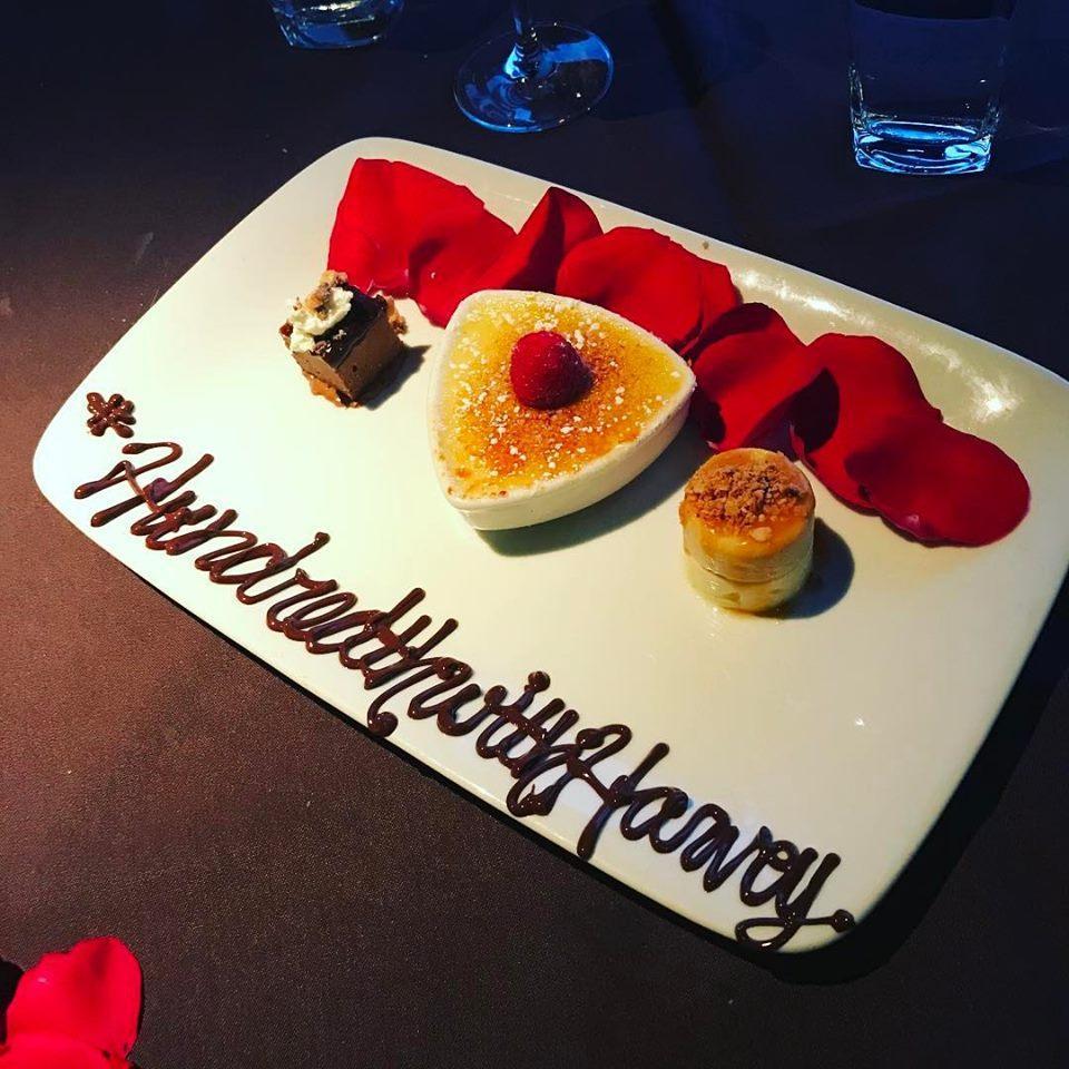 Free dessert on our 100th date...in the middle of Hurricane Harvey!!