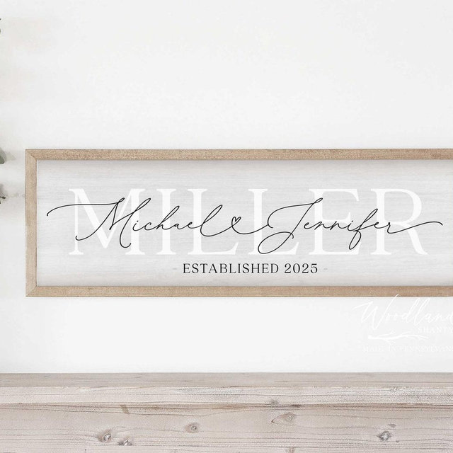 Personalized Couple Name Sign, Last Name Established Sign, Custom Wedding Gift, Bridal Shower Gift