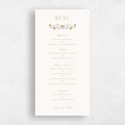 Dijon, Beige Wedding Menu - Moira