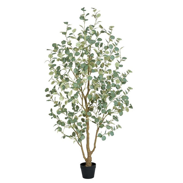 Keeplush 6FT Artificial Eucalyptus Tree Indoor, Faux Eucalyptus Tree with 636 Silk Leaves, Tall Fake Tree - Artificial Tree Indoor for Living Room Office Bedroom Home Decor