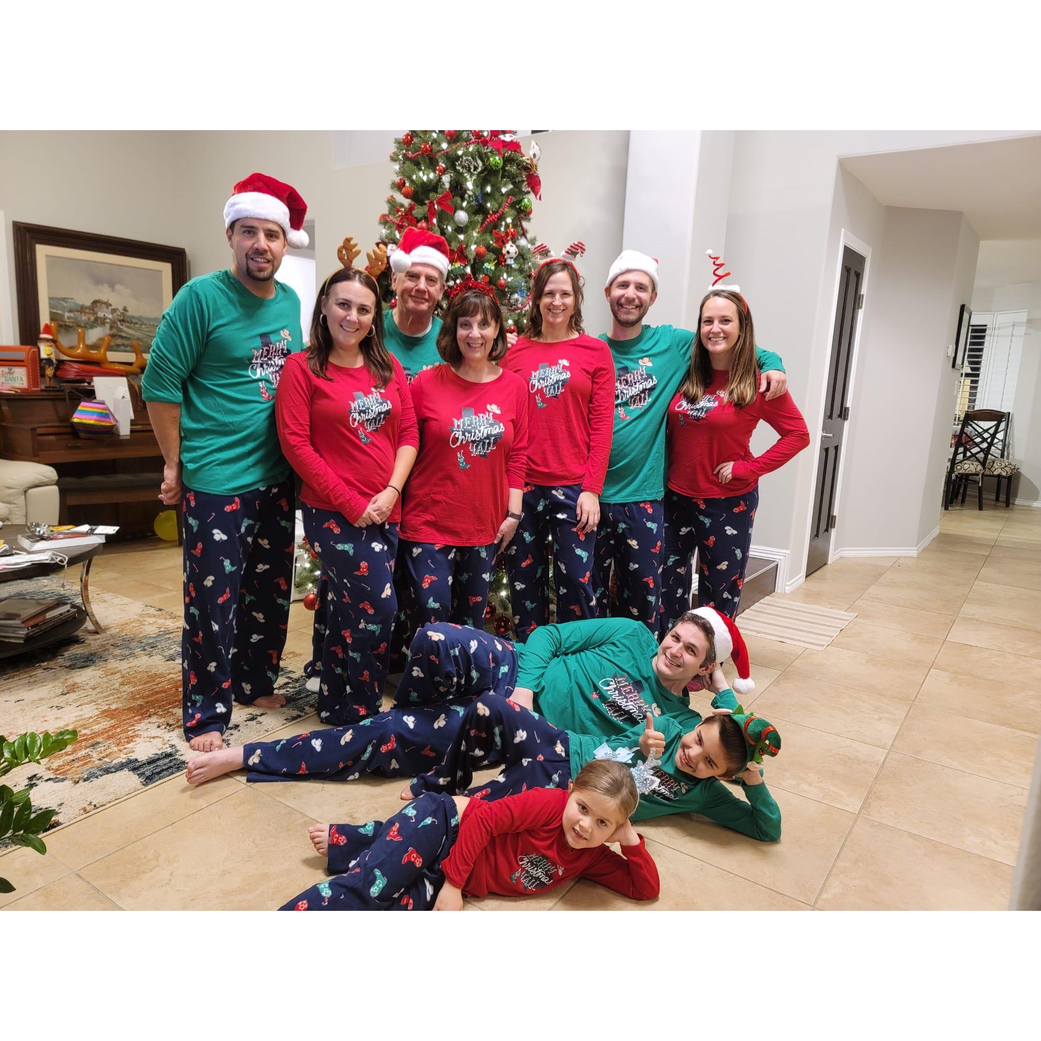 Christmas with the Rees family... Erica didn't even hesitate when the idea of matching PJs was floated...