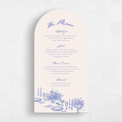 Blue Arch Wedding Menu - Josette
