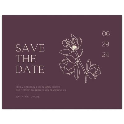 Dark Plum, Purple Wedding Digital Save the Date - Alameda Bloom