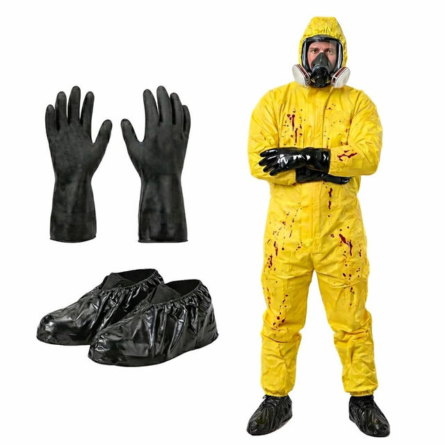 Zoldren Yellow Hazmat Suit Coveralls for Men and Women, Heavy Duty Full Body Paint Suit with Premium Gloves and Shoe Covers