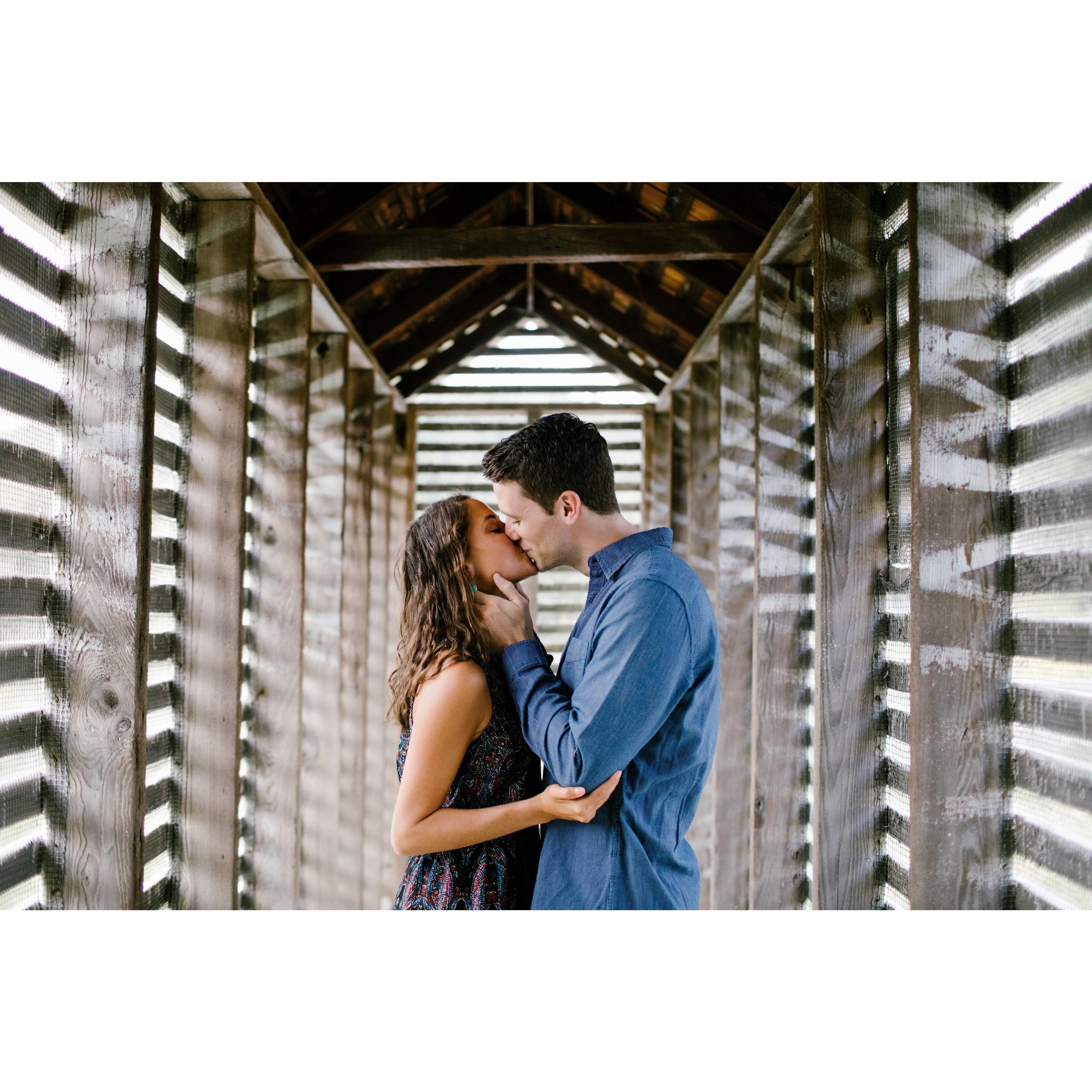 Our first kiss 😍  ...during our engagement shoot!