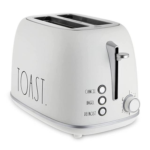 Rae Dunn Retro Rounded Bread Toaster, 2 Slice Stainless Steel Toaster with Removable Crumb Tray, Wide Slot with 6 Browning Levels, Bagel, Defrost and Cancel Options (Cream)