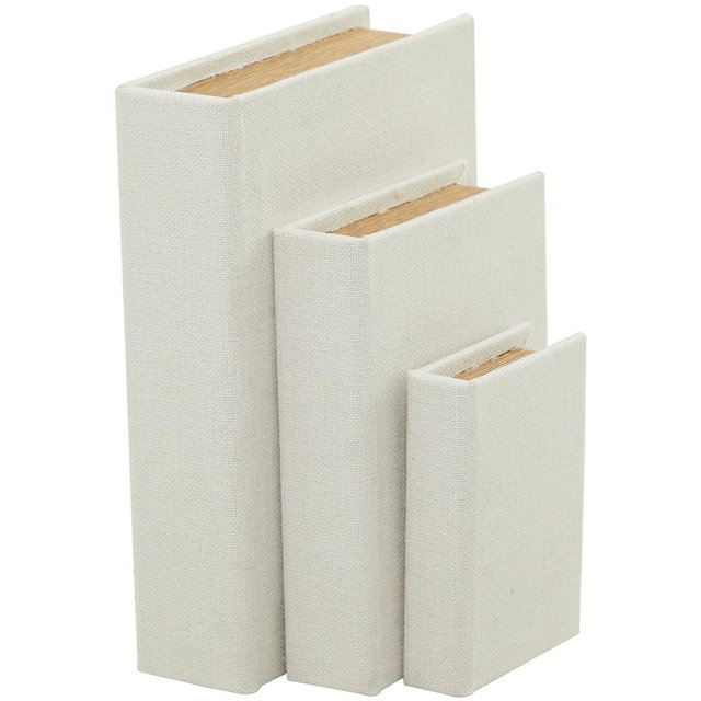 Deco 79 Modern Linen Rectangle Box, Set of 3 12", 9", 6"H, White