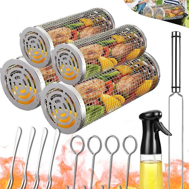 Outdoor Grilling Baskets Grill Bbq Equipment Tools Set Camping Camper Campfire Barbecue Cooking Utensils Kit Picnic Cookware Accessories Necessities Essentials Gear Stuff Must Have Gadgets Needs Thing