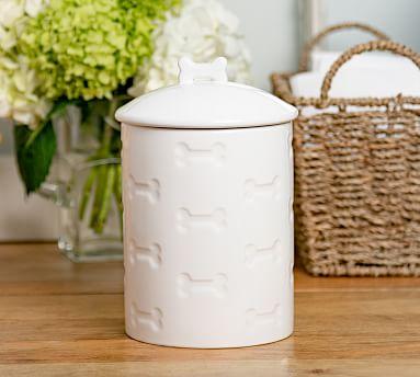 Classic Bone Treat Jar - White