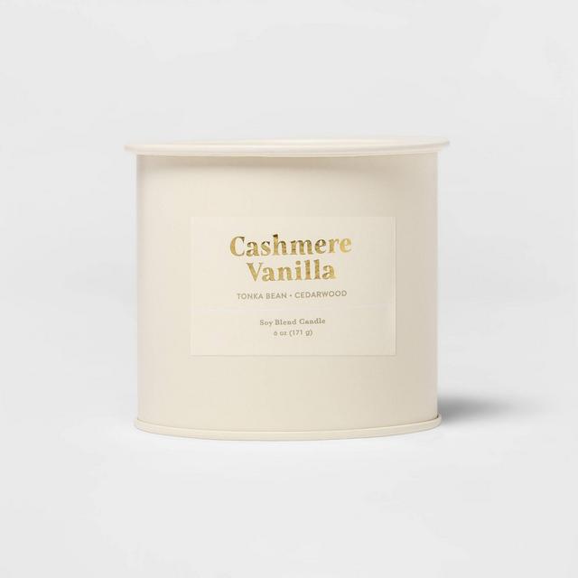 6oz Tin Jar Cashmere Vanilla Candle - Threshold™