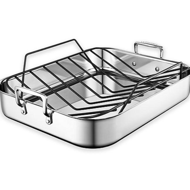 Le Creuset® 14-Inch x 10-Inch Stainless Steel Roasting Pan with Nonstick Rack