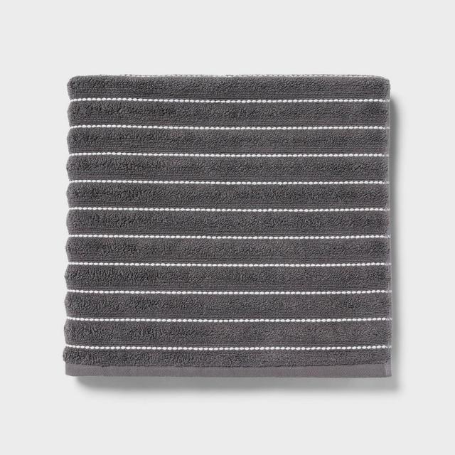 Performance Plus Bath Towel Dark Gray Striped - Threshold™