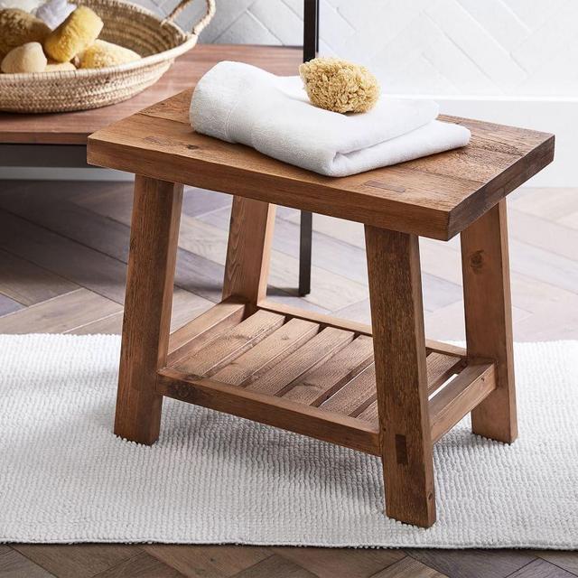 Rustic Bath Stool, Tawney Pine