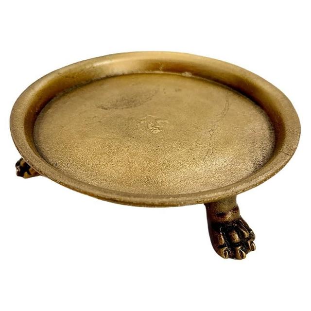 Hapton House 100% Solid Brass Clawfoot Dish - Pedestal Dish - Candle Dish - Candle Holder - Candle Stand - Jewelry Dish - Jewelry Holder - Perfect for Wax Candles, Jewelry, Rings, and Trinkets