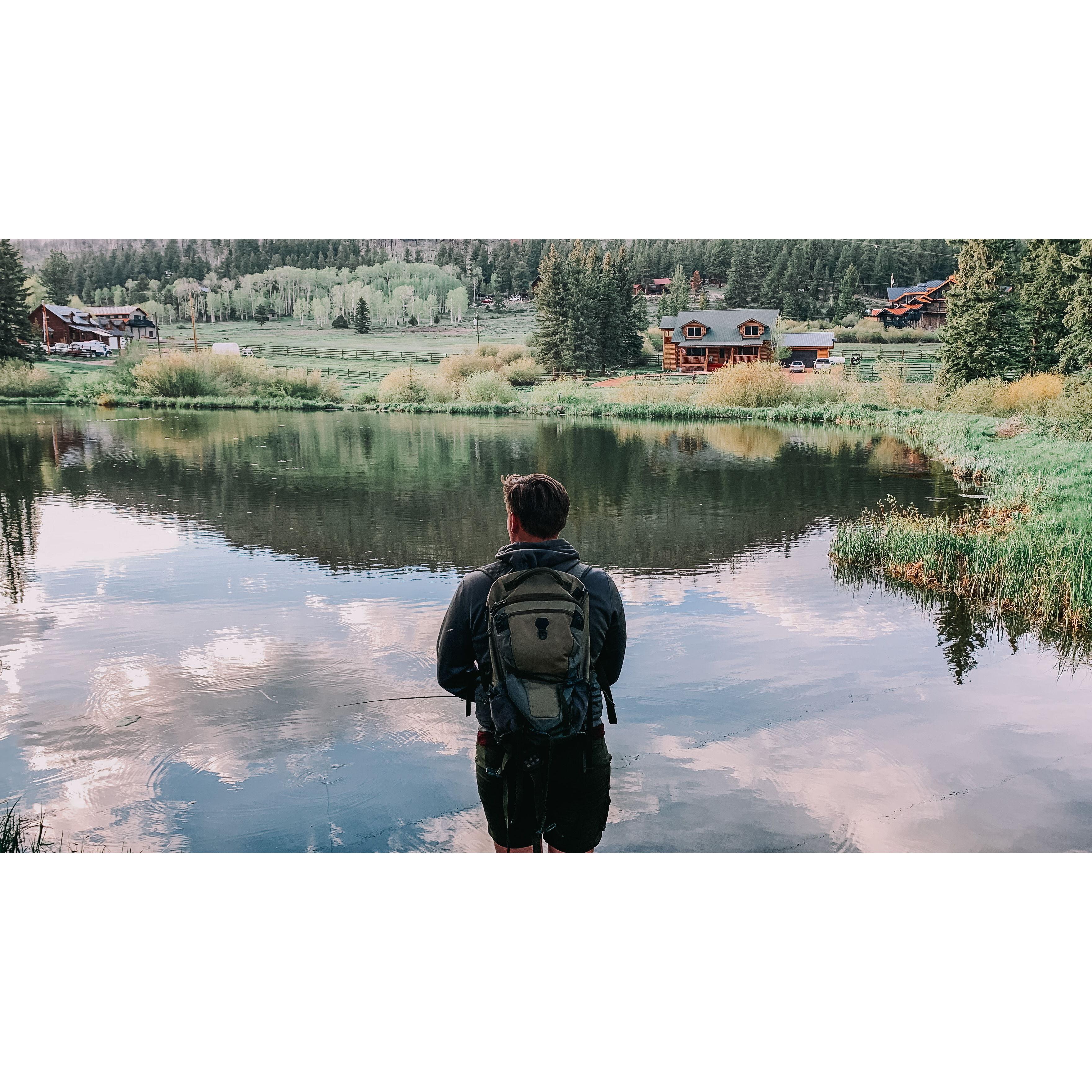 June 8th, 2023. Daniel's first visit to the cabin in Panguitch! He was really excited to fly fish the pond.
