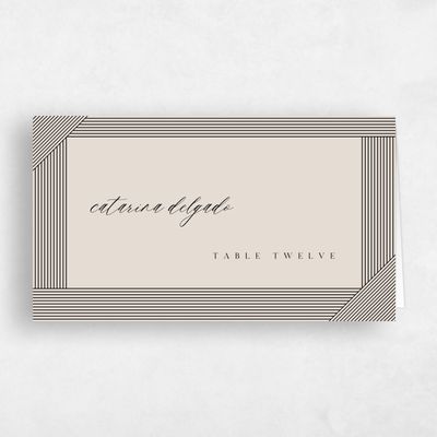 Beige Wedding Place Card - Callum
