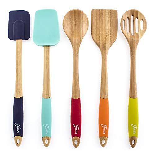 Fiesta 5-Piece Bamboo and Silicone Utensil Set